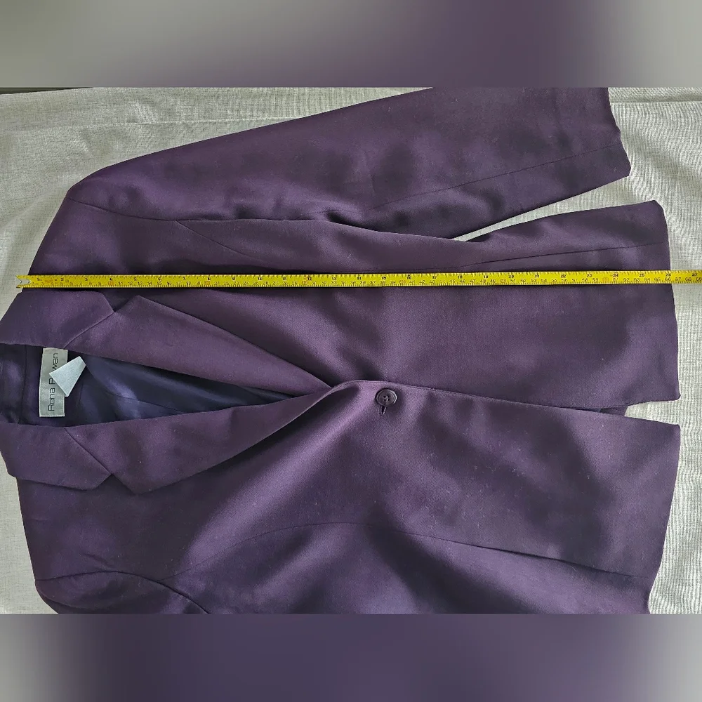 Rena Rowan Purple 100% Wool Notch Lapel Blazer Jacket Women's Size 6 - Picture 6 of 8